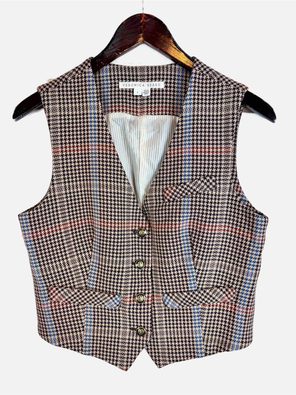 Veronica Beard | Bennet Houndstooth Tweed Vest, 6